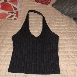 Hollister Charcoal Gray Cropped Halter Top